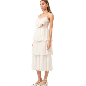 Sofie The Label Fiona Solid Tiered Bow Detail Midi Dress Light & Airy